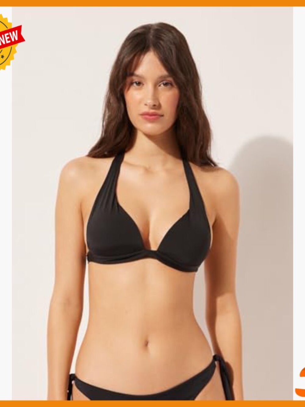 Graduated Padded Triangle Bikini Top Halter Neck Adjustable Straps - Picture 2 of 6